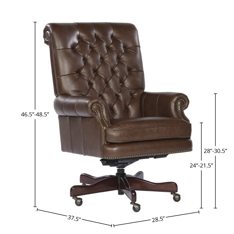 Tegan Genuine Leather Executive Chair, Brown