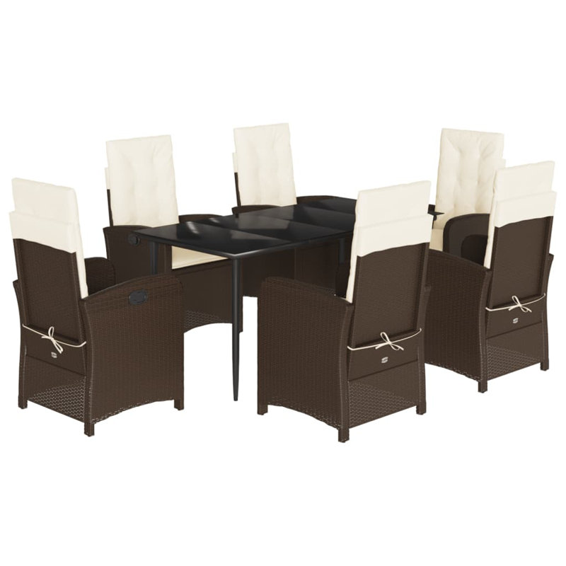 Table de salle à manger rectangulaire Vidaxl, Beige, Noir, 6