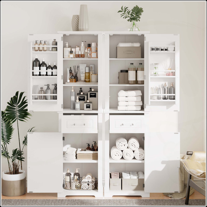 Versatile Freestanding Bathroom Cabinet with Adjustable Shelves and Multiple Compartments
