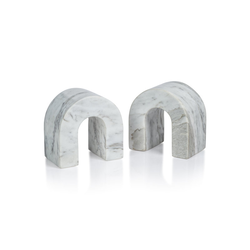 Martil Marble Bookends, White