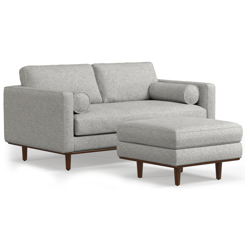 Ensemble de canapé et repose-pieds Morrison en mélange tissé, 100% polyester gris brume, 72 pouces