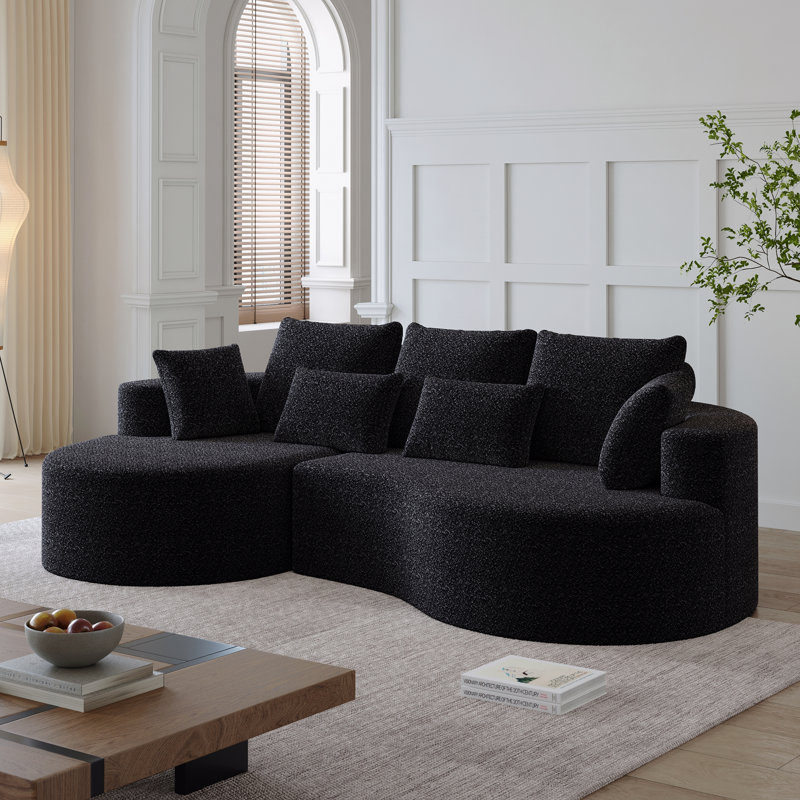 Canapé modulaire surdimensionné rembourré Modern, Orienté à gauche (vu de face), Black