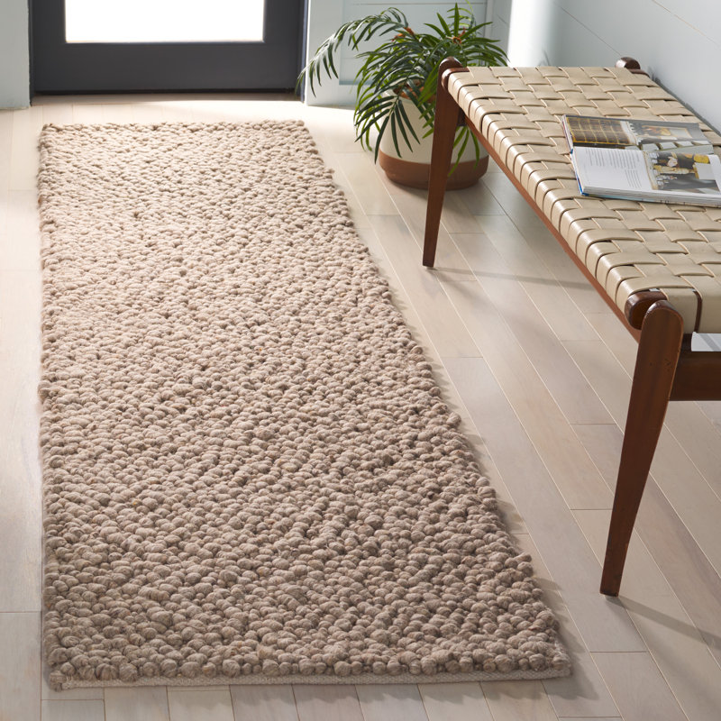 Natura Hand Woven Wool/Viscose/Cotton Rug in Taupe, Runner 2'3" x 8'