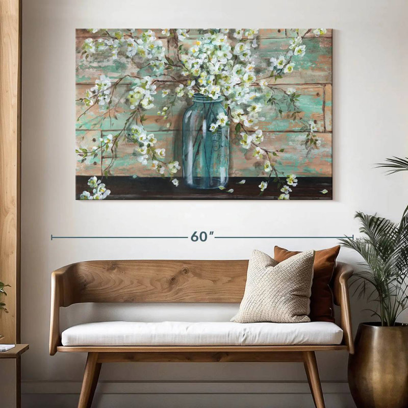 Harnek Blossoms In Mason Jar, 34" H x 51" W