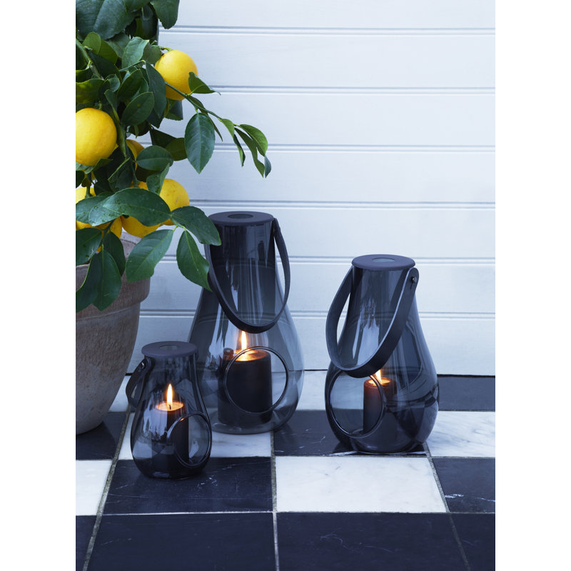 Lantern, Gray, 9.8" H x 6.1" W x 6.1" D