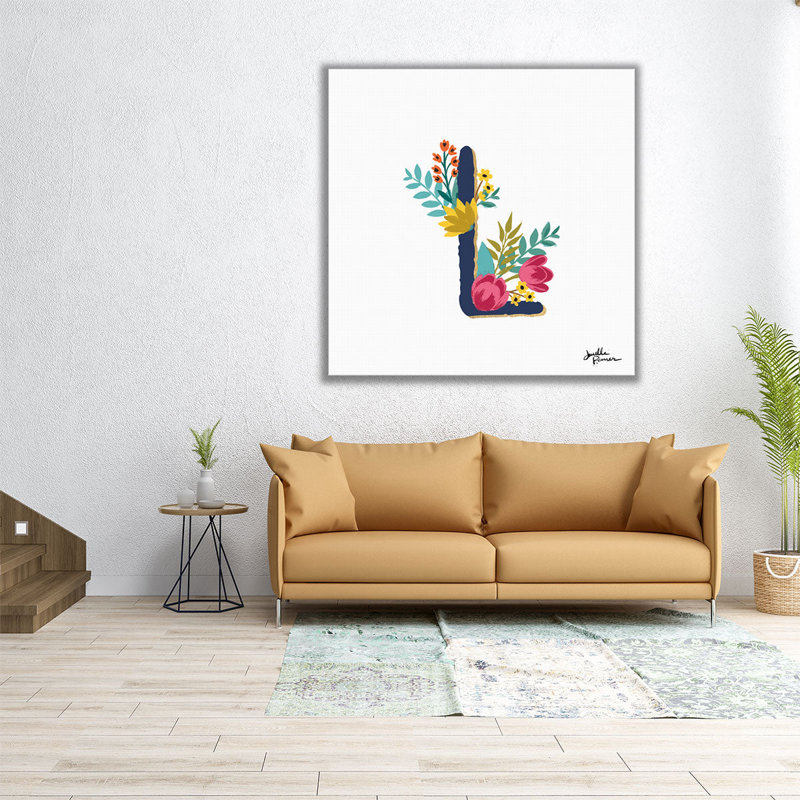 «Luxury Luxe Monogram L Navy», reproduction d'art sur toile, H 40 po x l 40 po