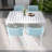 4-Person Patio Dining Set with White Rectangular Table, Stackable Polypropylene Armchairs for Indoor/Outdoor Use-1972817745