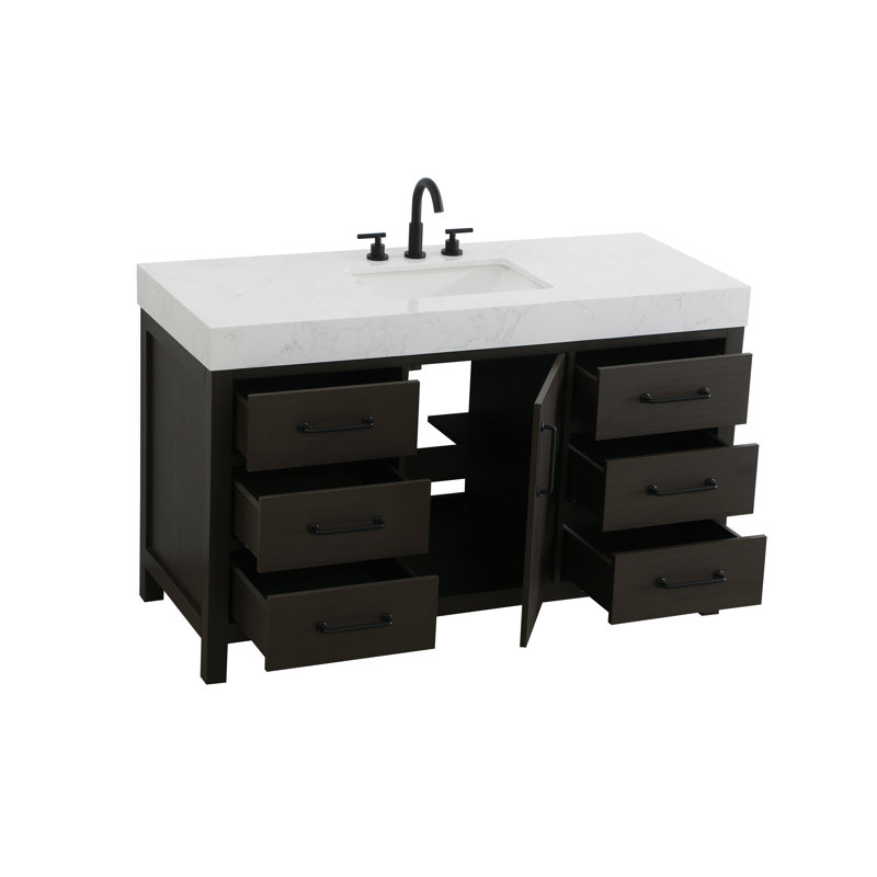 Meuble-lavabo simple 54 po_Traditional_VF60654, Brun moka