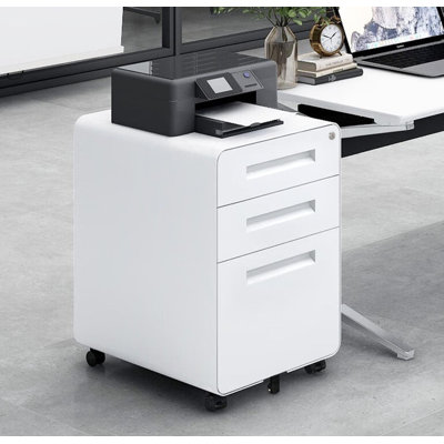 Classeur mobile 3 tiroirs - Rangement sous le bureau pour dossiers légaux / lettre / A4 | 5 roulettes, acier laminé à froid anti-basculement