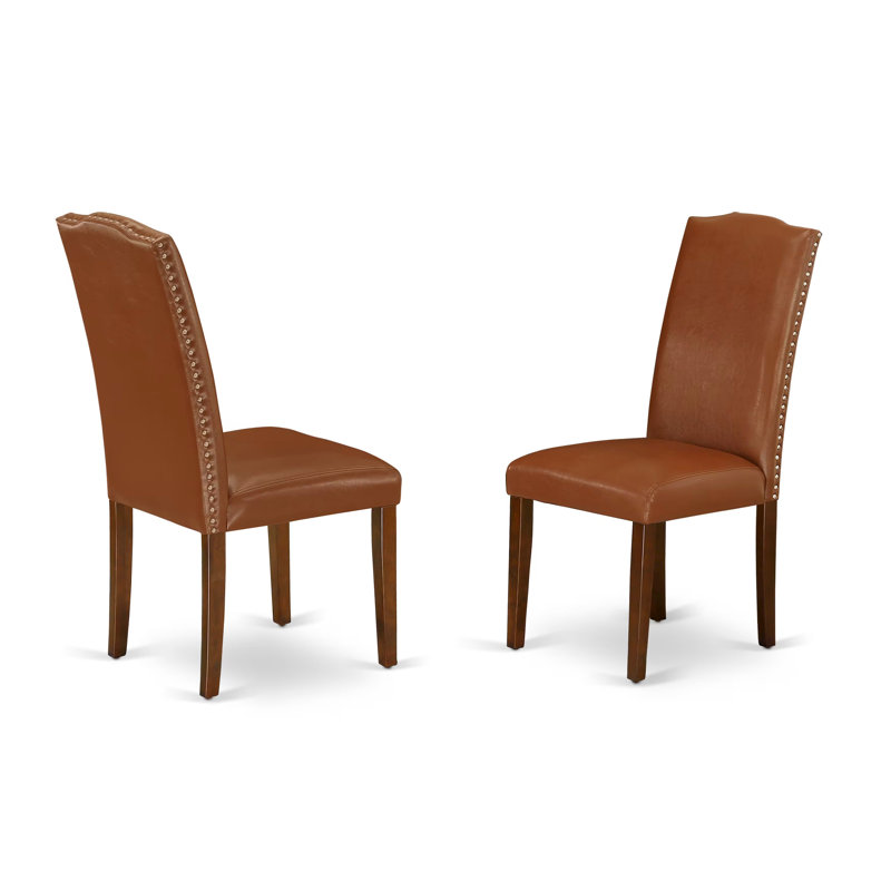 L'ensemble de 3 tables de salle à manger modernes comprend une table rectangulaire en bois avec Dropleaf et 2 chaises parsons en simili cuir brun, 30 x 48 pouces, acajou