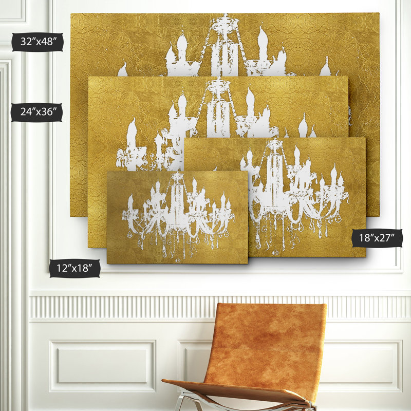 Golden Chandelier - Impression sur toile tendue, H 12 po x l 18 po x P 1,5 po