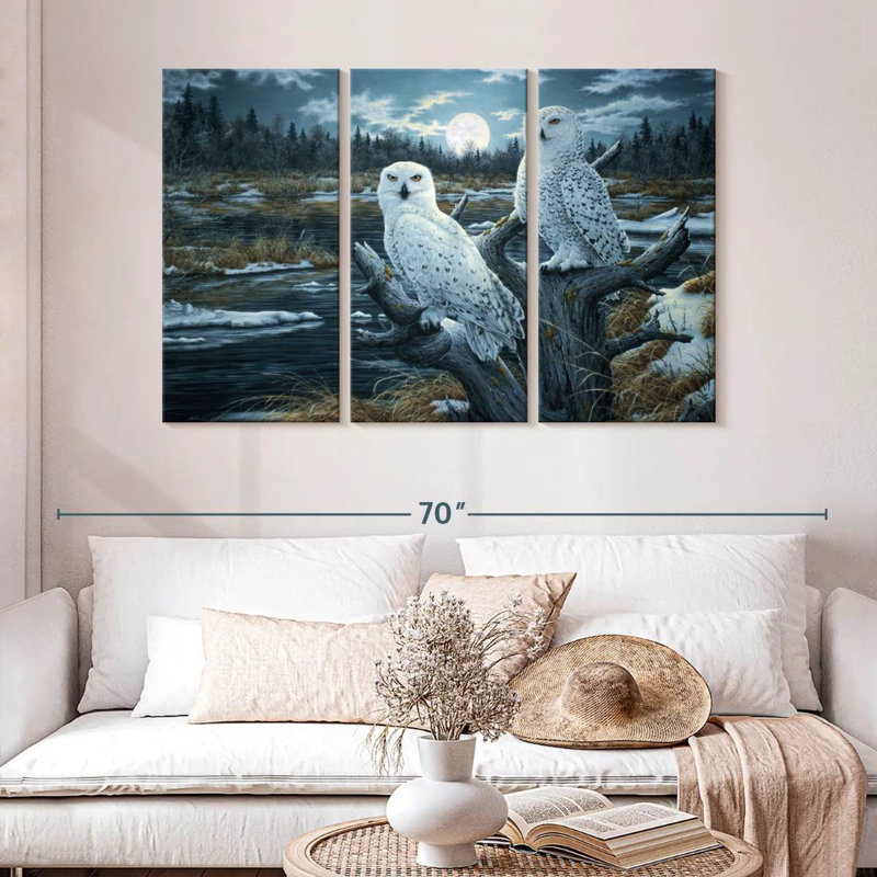 Brampt Two Snowy Owls, 32" H x 50" W