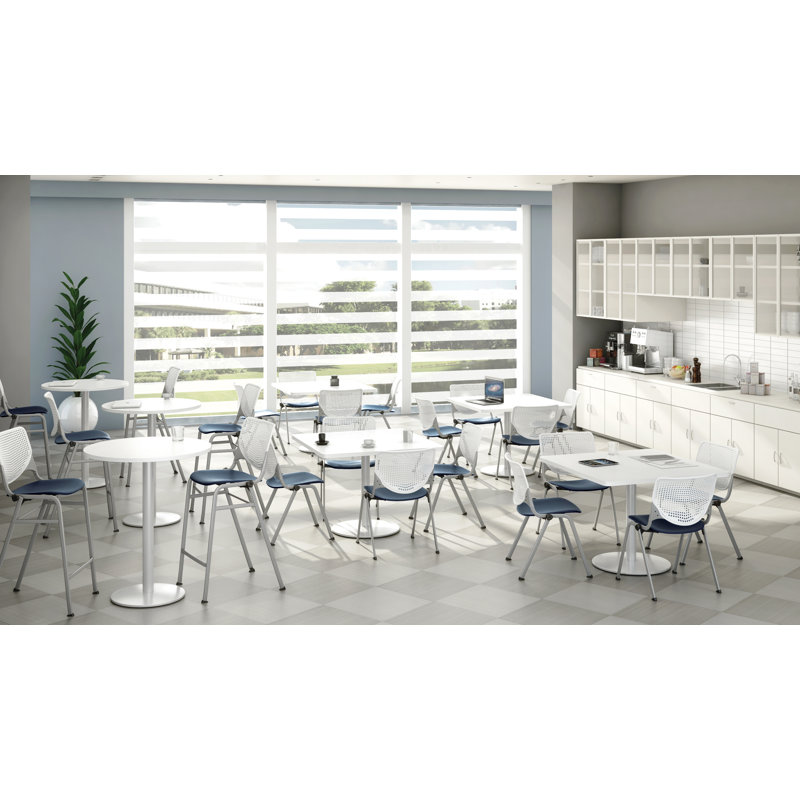 Chaise empilable en poly sans accoudoirs Kool, Sans roulettes, Blanc / bleu marine