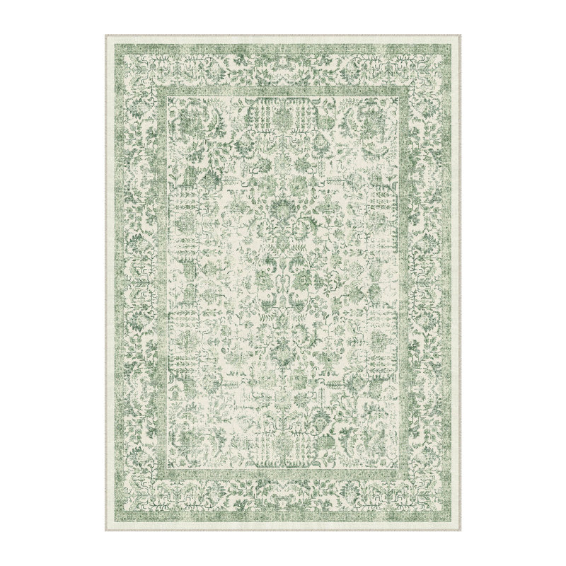 Tapis vert lavable Lilah, Vert, Rectangulaire 8 pi x 10 pi