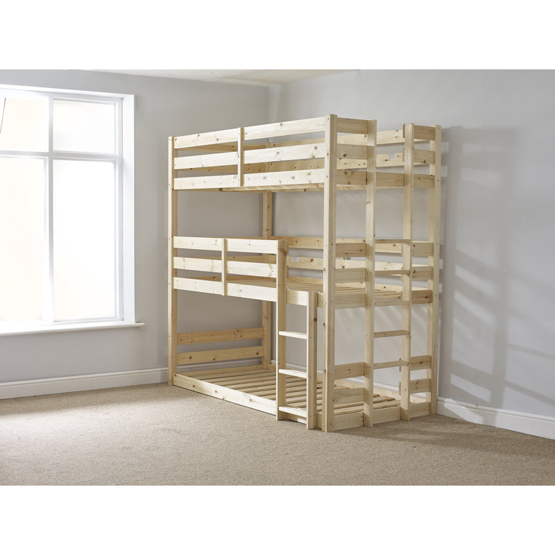Derby Triple Sleeper Solid Pine Bunk Bed, Small Single (2'6)