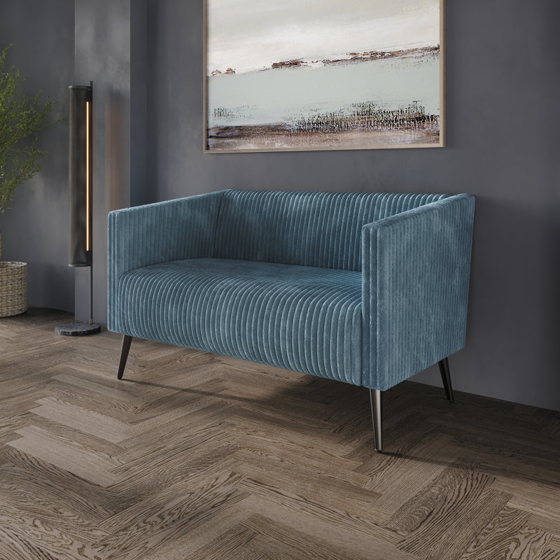 Schermick Corduroy 51.97" Upholstered Loveseat, Blue