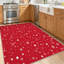 Tapis d'intérieur blanc lavable à la machine, motif flocons de neige rouges de Noël.-928724287
