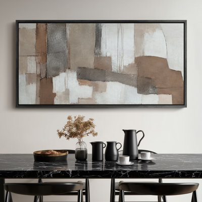 Extra Large Neutral Earth Tone Abstract Block Layout Minimal Contemporary Composition Print Wall Art