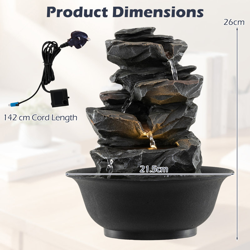 Tabletop Water Fountain Indoor Desktop Cascading Water Feature
