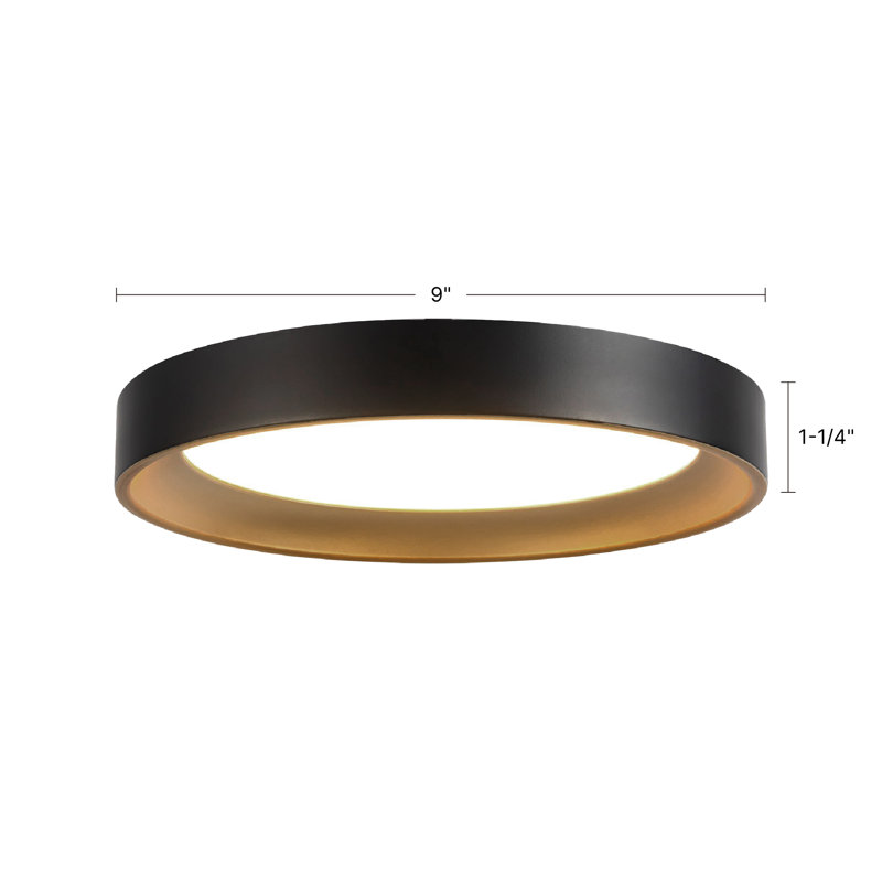Nix 9-in Black dimmable LED Flush Mount, White/Gold
