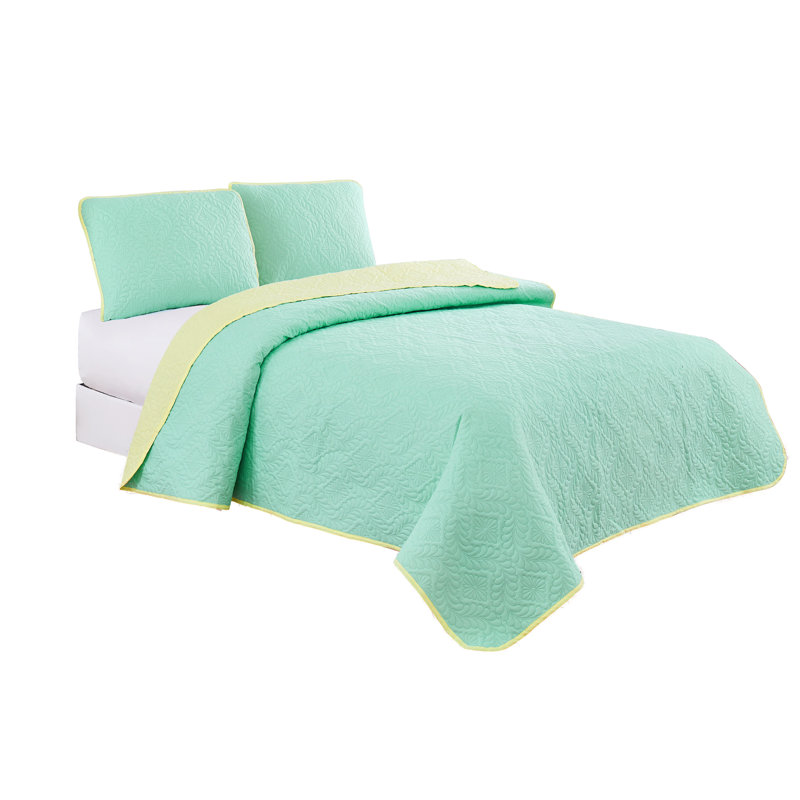 Kiran Polyester Quilt, Mint, Twin Quilt + 1 Sham