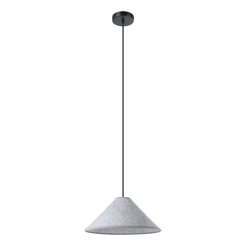 Luminaire suspendu noir 1 lumière Frome 16 pouces avec abat-jour en feutre Frome