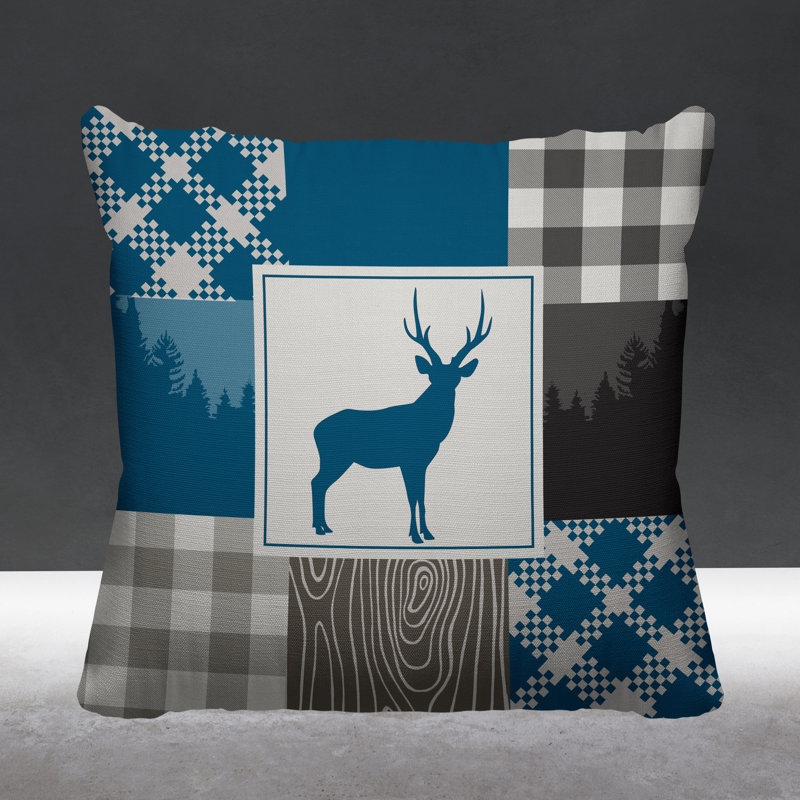 Coussin intérieur / extérieur Range Trees Cabin, 19 po x 19 po, Turquoise, Carré