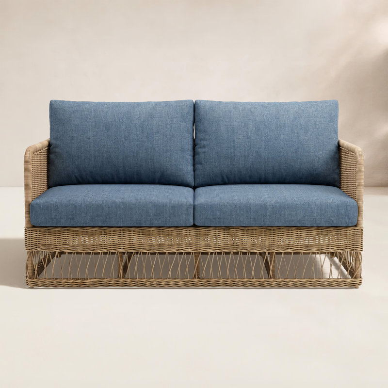 Destin Pebble Outdoor Patio Sofa - Canvas Denim, Canvas Denim, White