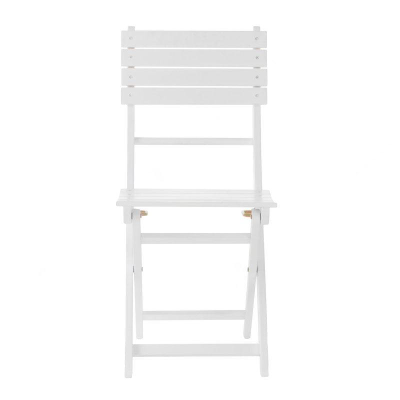 Chaise de salle à manger d'extérieur pliante en bois d'acacia (ensemble de 2), blanc, Blanc