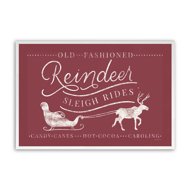 «Classic Reindeer Sleigh Rides», impression de signe, Cadre opaque blanc, H 12 po x l 15 po