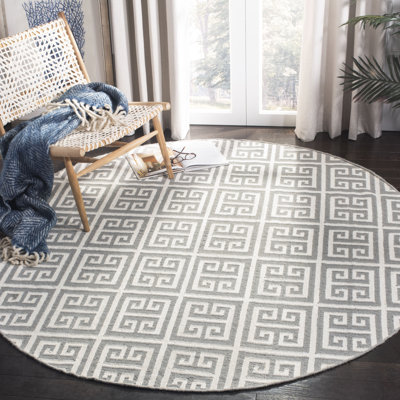Tapis géométrique ivoire en laine / coton tissé à la main Rodgers