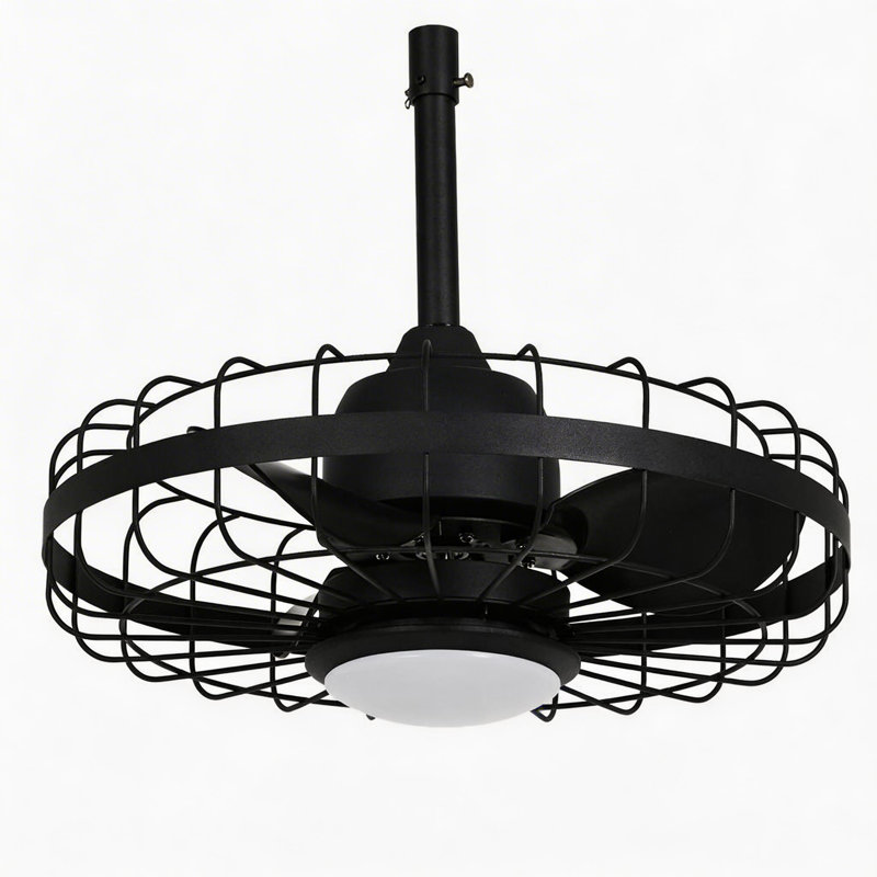 20" Outdoor Caged Ceiling Fan with Light, Plug-In Design, Smart App & Remote Control, 6-Speed Reversible DC Motor