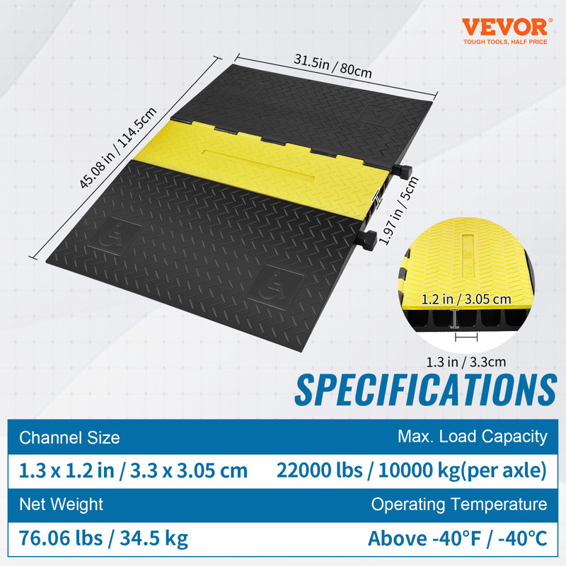 VEVOR Rubber 45'' L Threshold Ramp