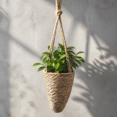 Wicker Picnic Basket Wall Mounted Storage Basket Woven Basket Hanging Decorative Ornament Pot