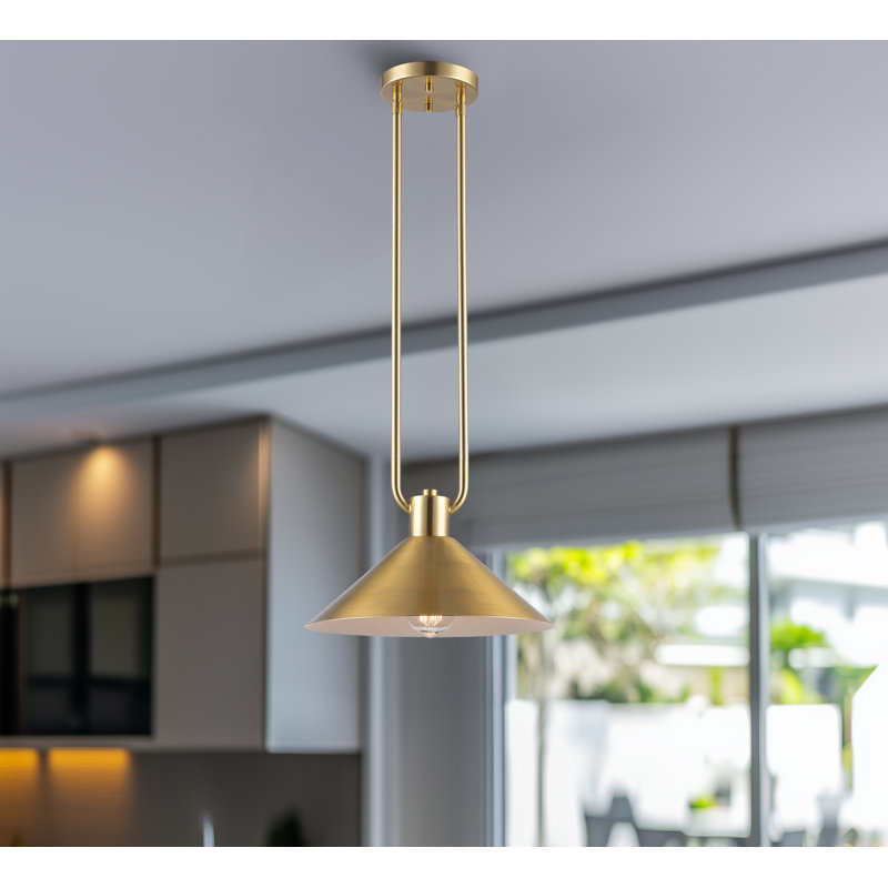 Luminaire suspendu industriel Fayra, H 10,25 po x l 12 po x P 12 po, Or antique