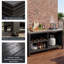 Station de barbecue d'extérieur en bois de cèdre massif avec plateau en acier inoxydable, table de préparation pour barbecue de patio résistant aux intempéries-123570227