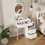 Farmhouse Large Vanity Dressing Makeup Table with 3 Drawers and Built-In Power Supply