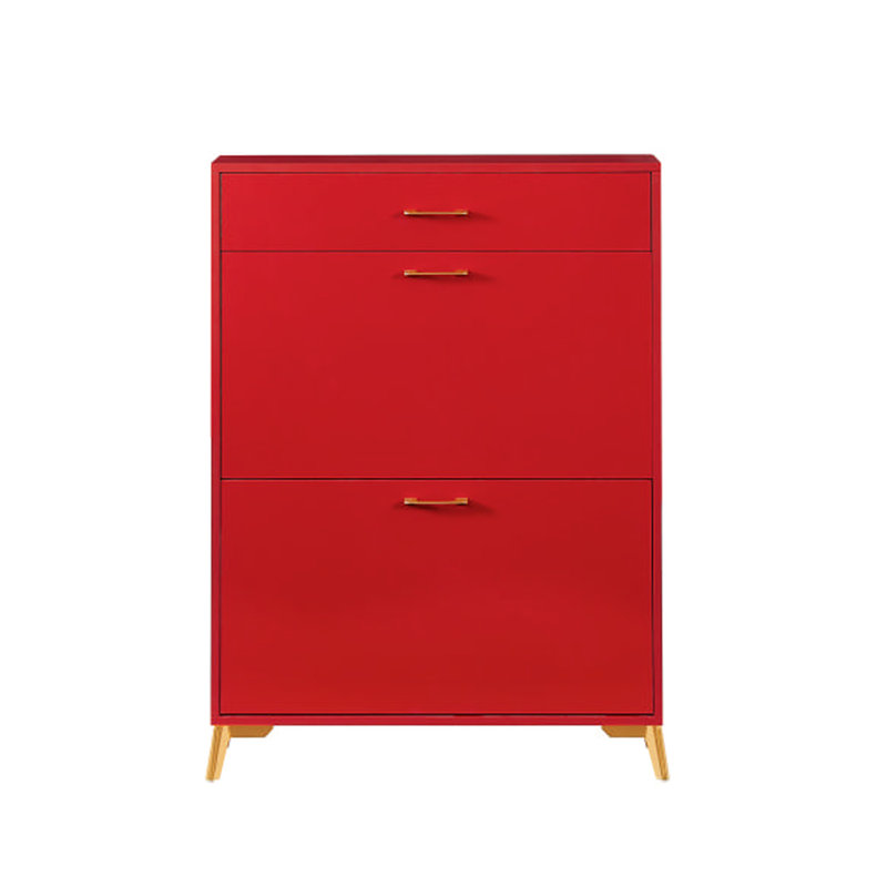 Porte-chaussures de couloir avec 2 tiroirs rabattables - rouge, peu encombrant, boîte pour,
