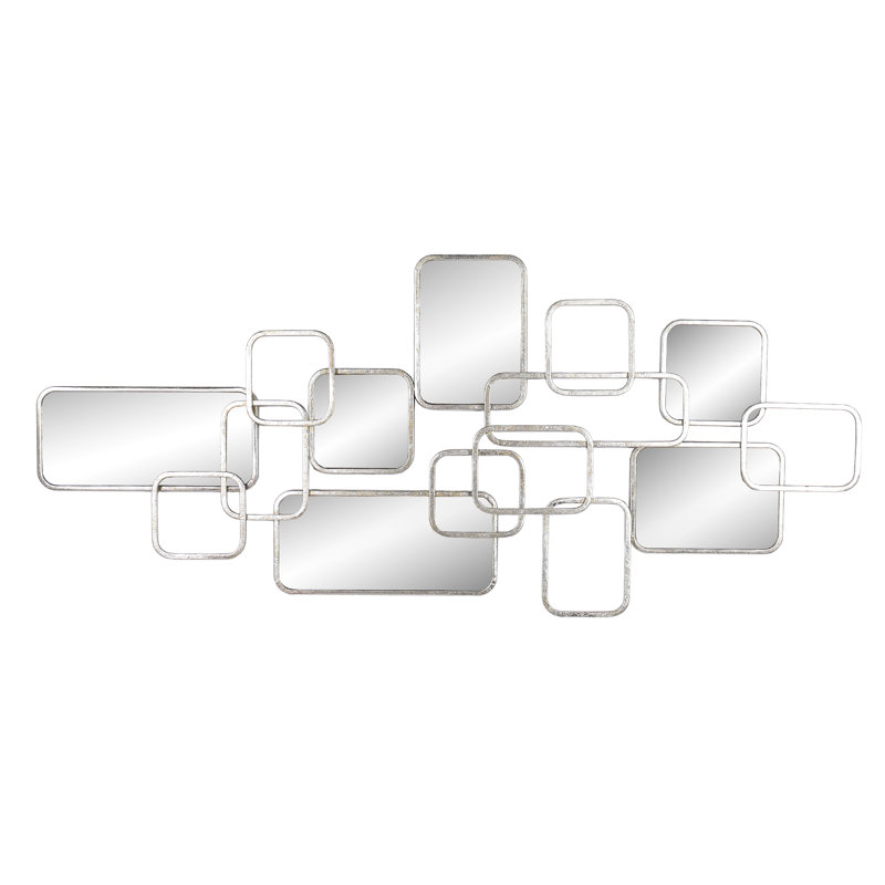 Miroir mural en métal Nikolas Modern, Argent argent, 46 po x 20 po