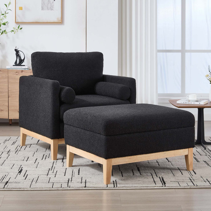 Fauteuil d'appoint rembourré 35,4 po, Brun, Noir
