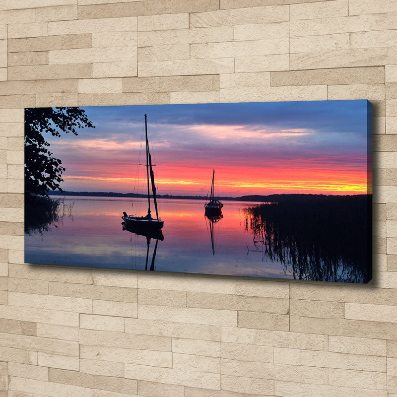 Sailboats At Sunset - Wrapped Canvas Print