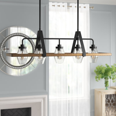 Luminaire suspendu linéaire à 5 lumières pour îlot de cuisine Edwina