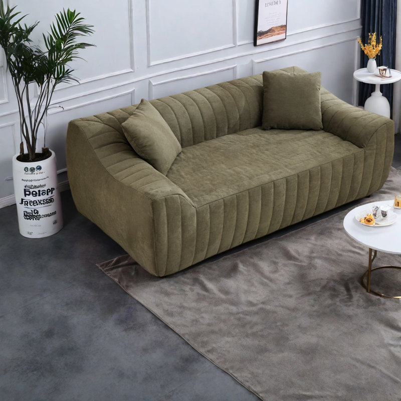 Canapés à compression, causeuse moderne surdimensionnée en similicuir pour petits espaces, Vert