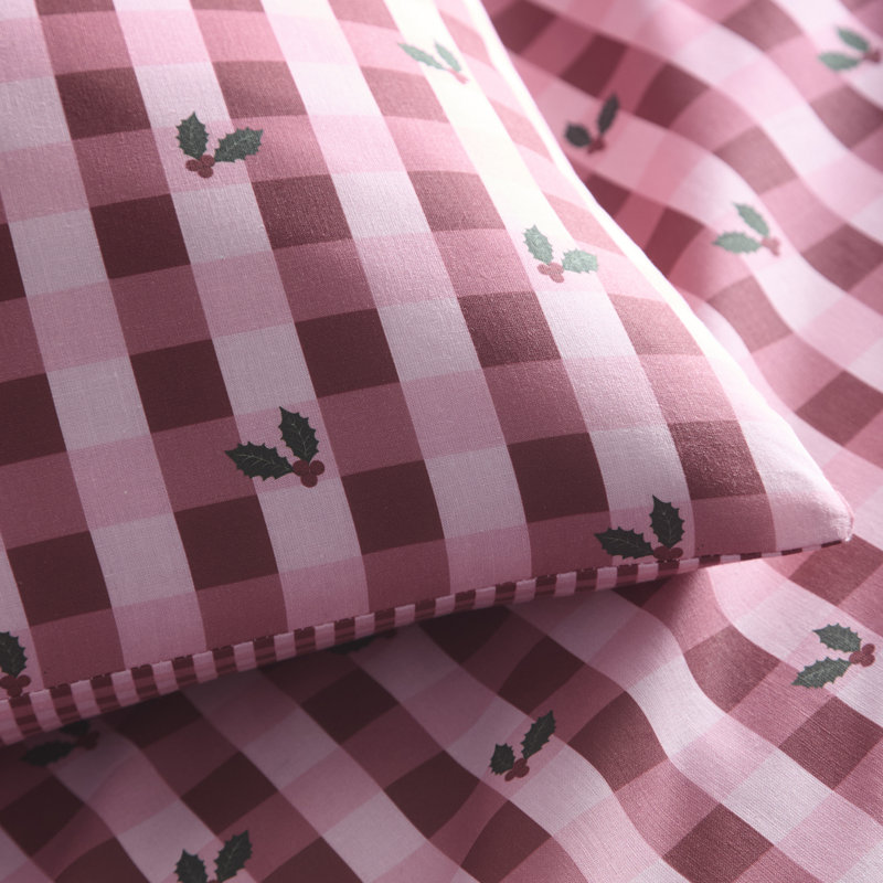 Fusion Holly Gingham Duvet Cover Set Red, Double Bed (200 x 200 cm)