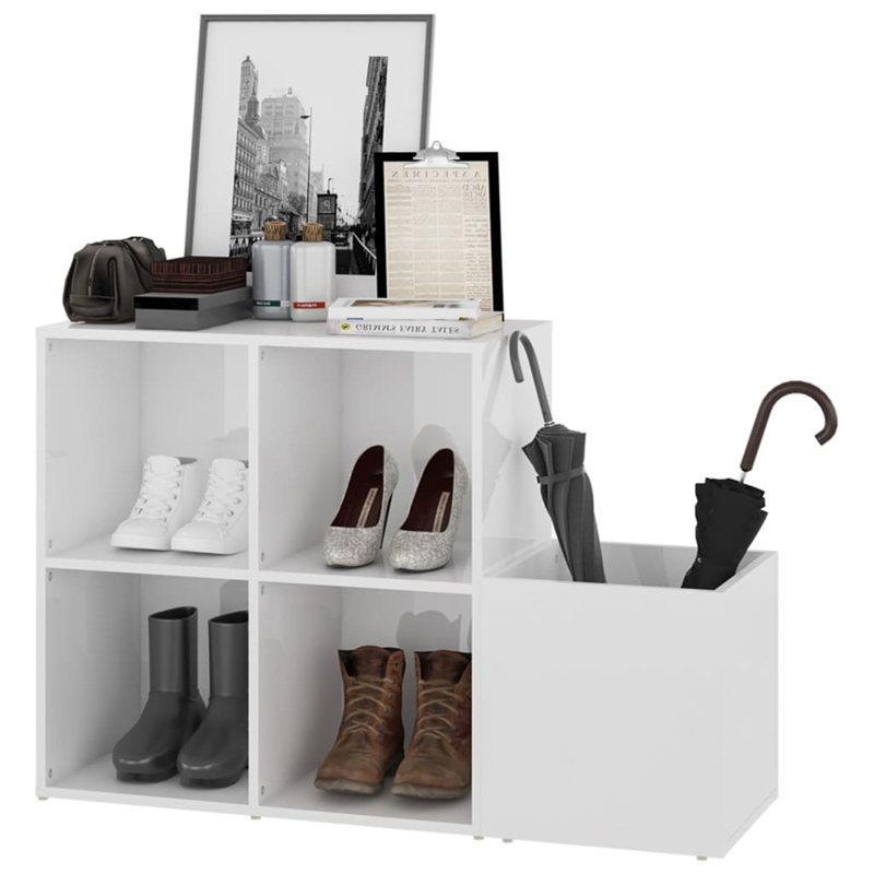 4 Pair Shoe Rack, Gloss White