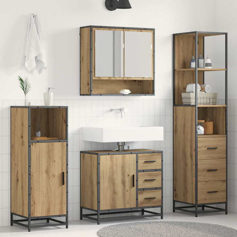 Vanity & Mirror Set, Artisan Oak