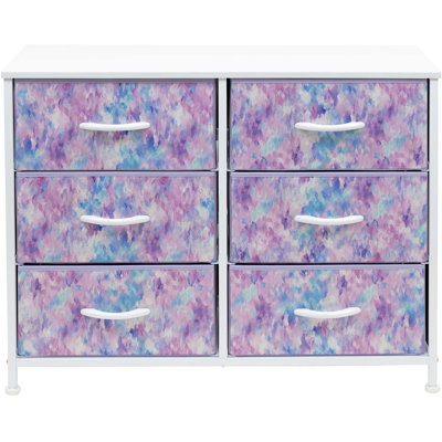 Sorbus 6 Drawers Dresser with Steel Frame, Wood Top, Fabric Bins