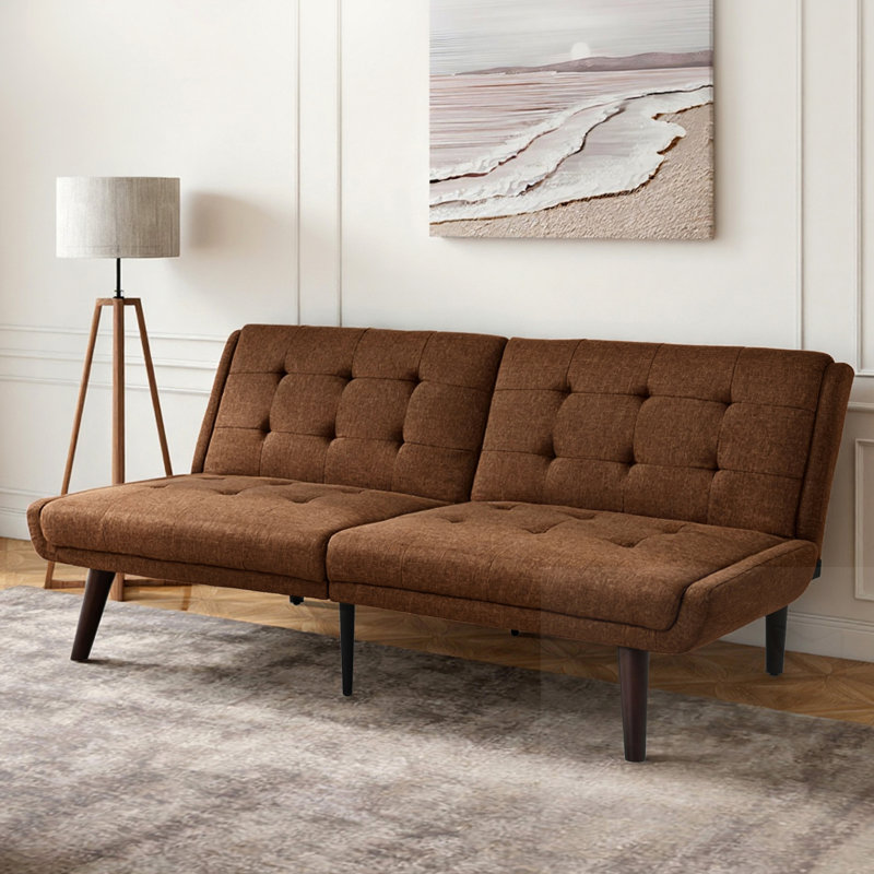 Futon Sofa With Adjustable Backrest, Brown