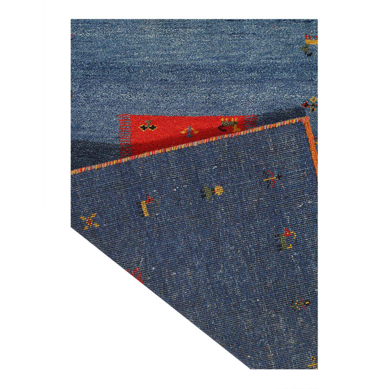 Tapis bleu noué à la main 3 pi x 5 pi 5 po Gabbeh