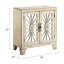 Armoire console en blanc antique - 2 portes de rangement rectangulaires fuselées avec 1 étagère et porte miroir